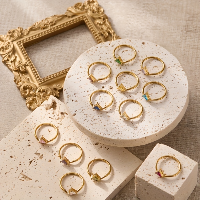 Fashion Elegant December Stainless Steel Triangle Ring